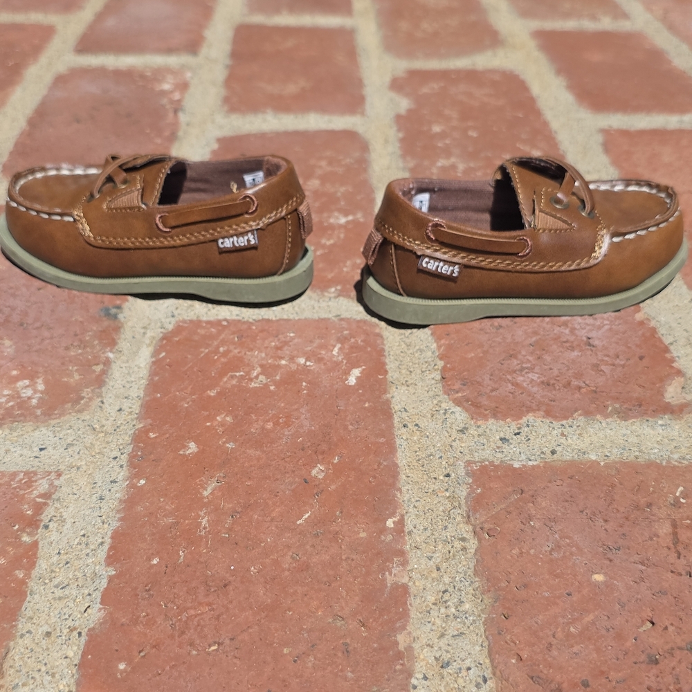 Carters Boat Shoes Boys 6M Brown Dress Shoe Church Wedding Formal Slip On Loafer - Picture 4 of 9